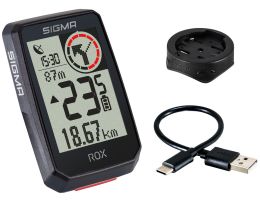Fahrradcomputer GPS Sigma ROX 2.0 mit Standard-Lenkerhalterung - Schwarz