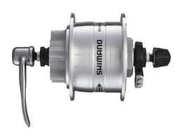 Nabendynamo 36 Löcher Shimano HD-3D32 3 Watt - für 6-Loch-Bremsscheibe - Schnellspanner - Silber 
