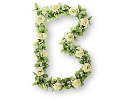 Blumengirlande Basil mit Rosen, grüne Asten und Gipskraut - Weiß